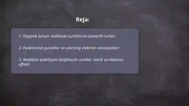 Organik kimyo asoslari 2