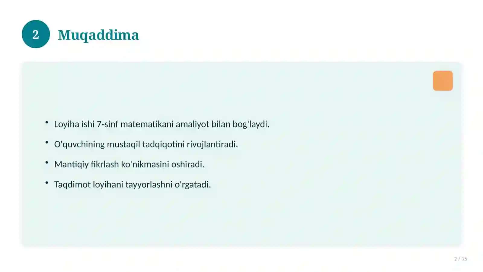 7-sinf matematika fanidan loyiha ishi 2