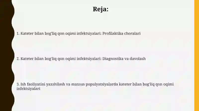 Kateter bilan bog'liq qon oqimi infektsiyalarining oldini olish va nazorat qilish 2