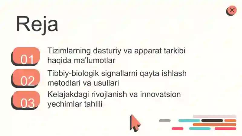 Tibbiy-biologik signallarni avtomatik qayta ishlovchi kompyuter tizimlarni dasturli apparatni tashkil etish tamoyillari 2