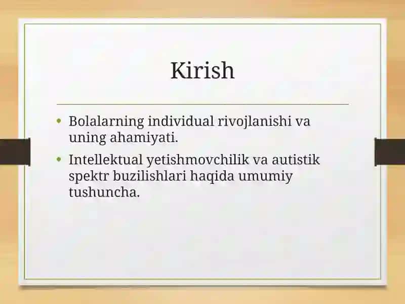 Intellektual yetishmovchilik va autistik spektr buzilishlari 2