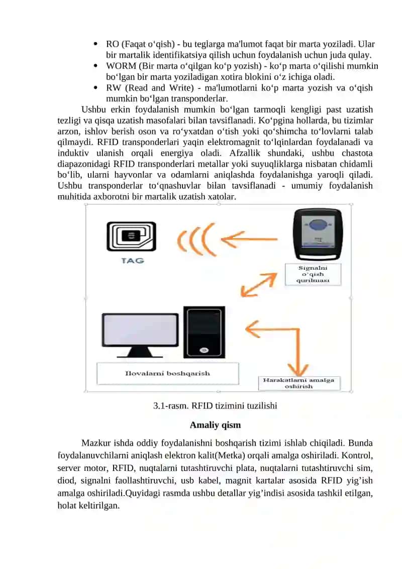 RFID tizimi orqali identifikatsiya/ autentifikatsiyani amalga oshirish 2