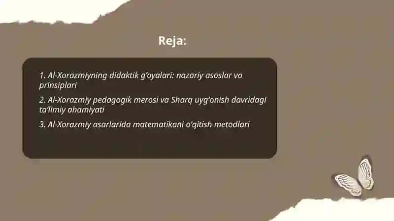 Al-Xorazmiyning didaktik gʻoyalari va sharq uygʻonish davrida talim tarbiya masalalari 2