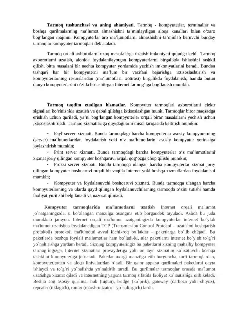 Kompyuter tarmoqlari va ularning ahamiyati 2