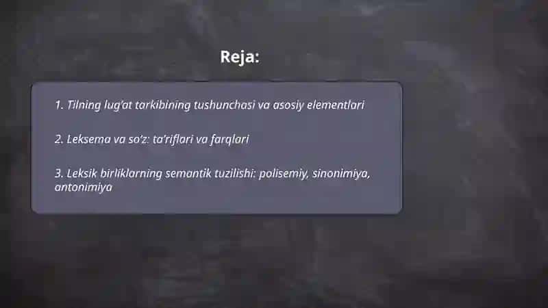 Tilning lug’at tarkibi. Leksikografiya. Lug’at turlari 2