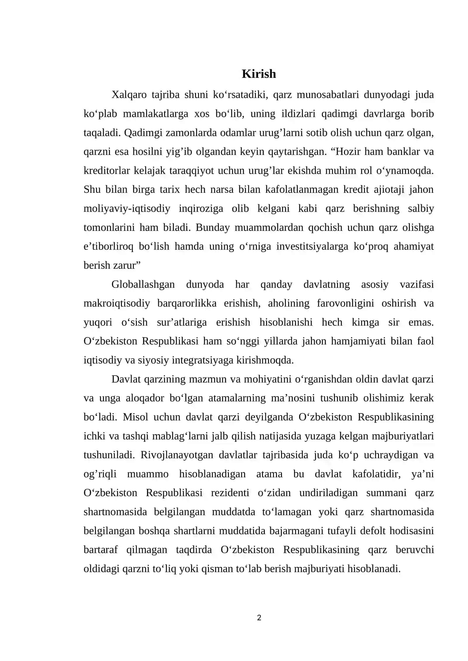 Davlat qarzi va byudjet taqchilligi 2