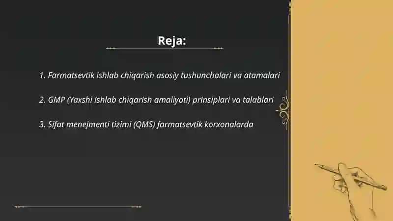 Farmatsevtik ishlab chiqarish asosiy tushunchalari va atamalari 2