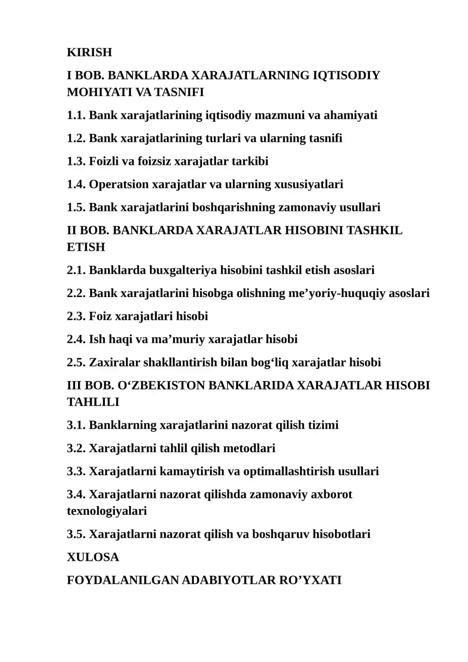 banklarning xarajatalari va ularning hisobi 2