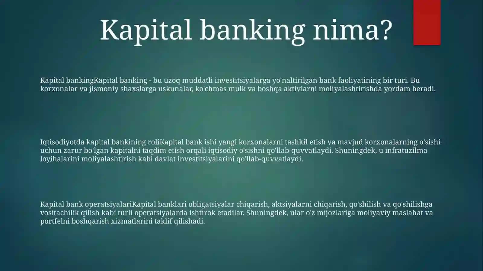 Kapital Banking Iqtisodiyotda Tutgan Órni 2