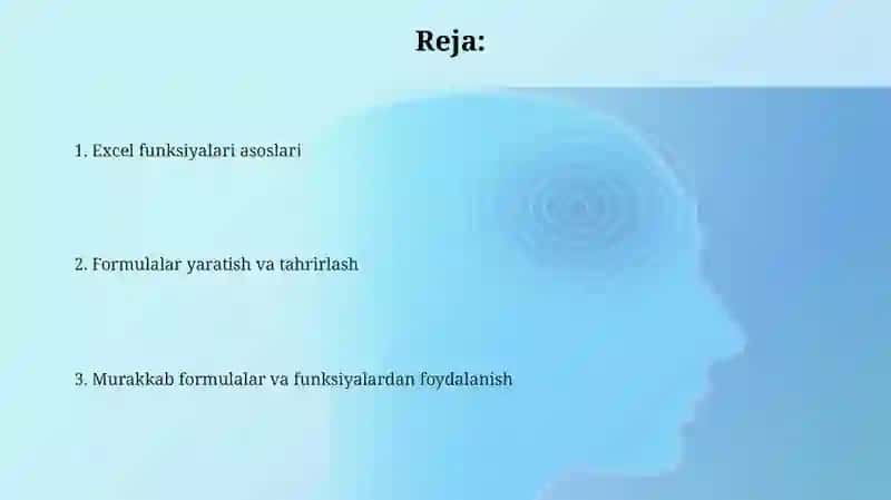 Excelda Funksiya va formulalar bilan ishlash 2