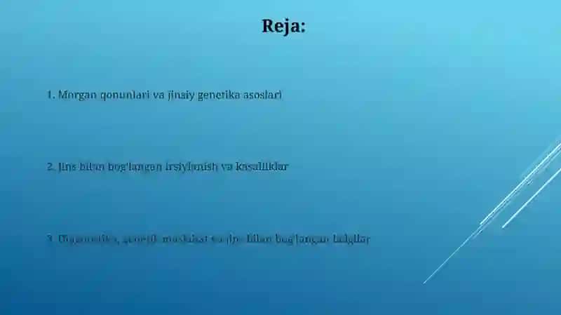 Morgan qonunlari. Jins genetikasi. Jinsga bogʻliq kasalliklar 2