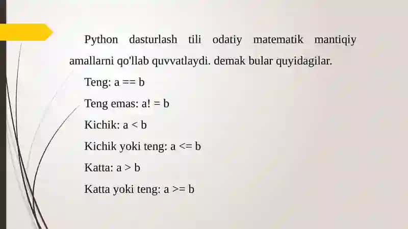 Shart operatorlari. 2