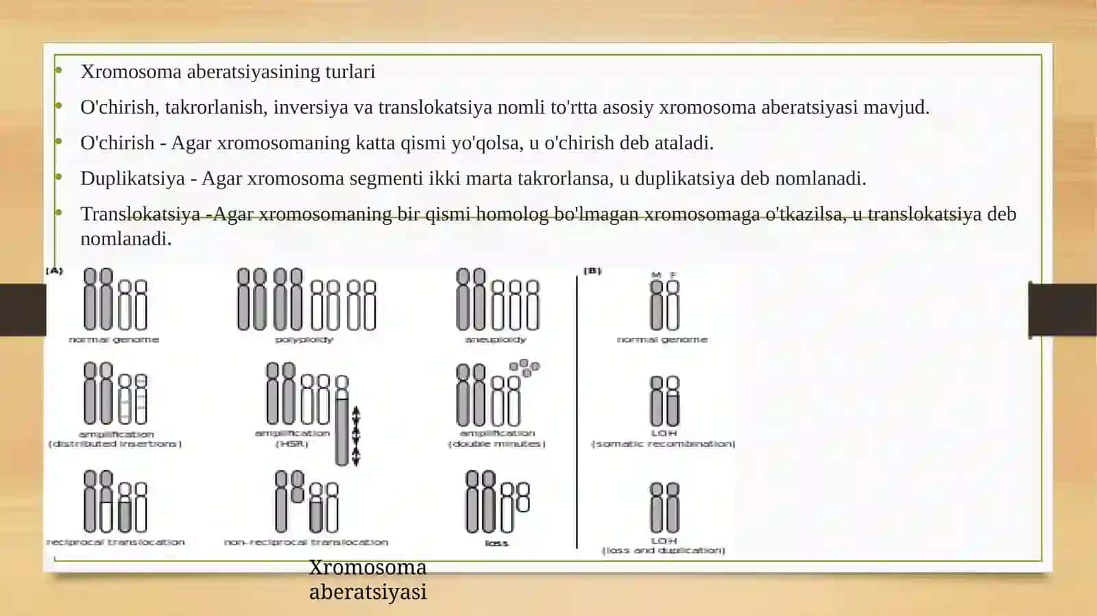 Xromosoma abberatsiyalari yoki qayta tuzilishlari 2