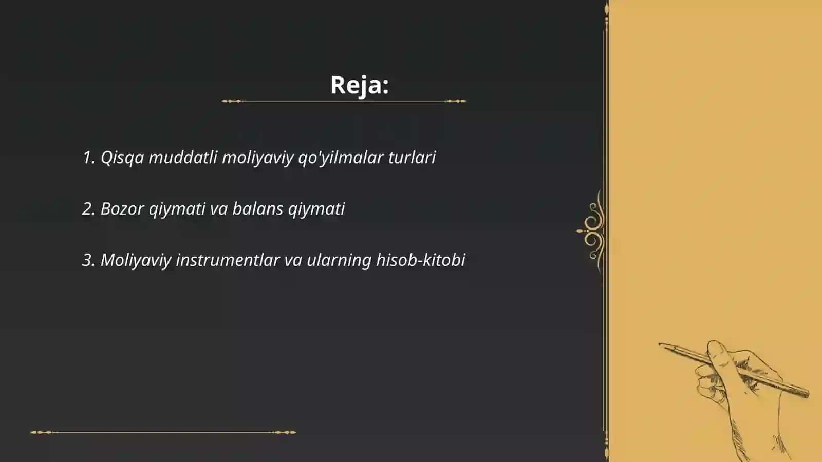 Qisqa muddatli moliyaviy qo'yilmalar hisobi 2