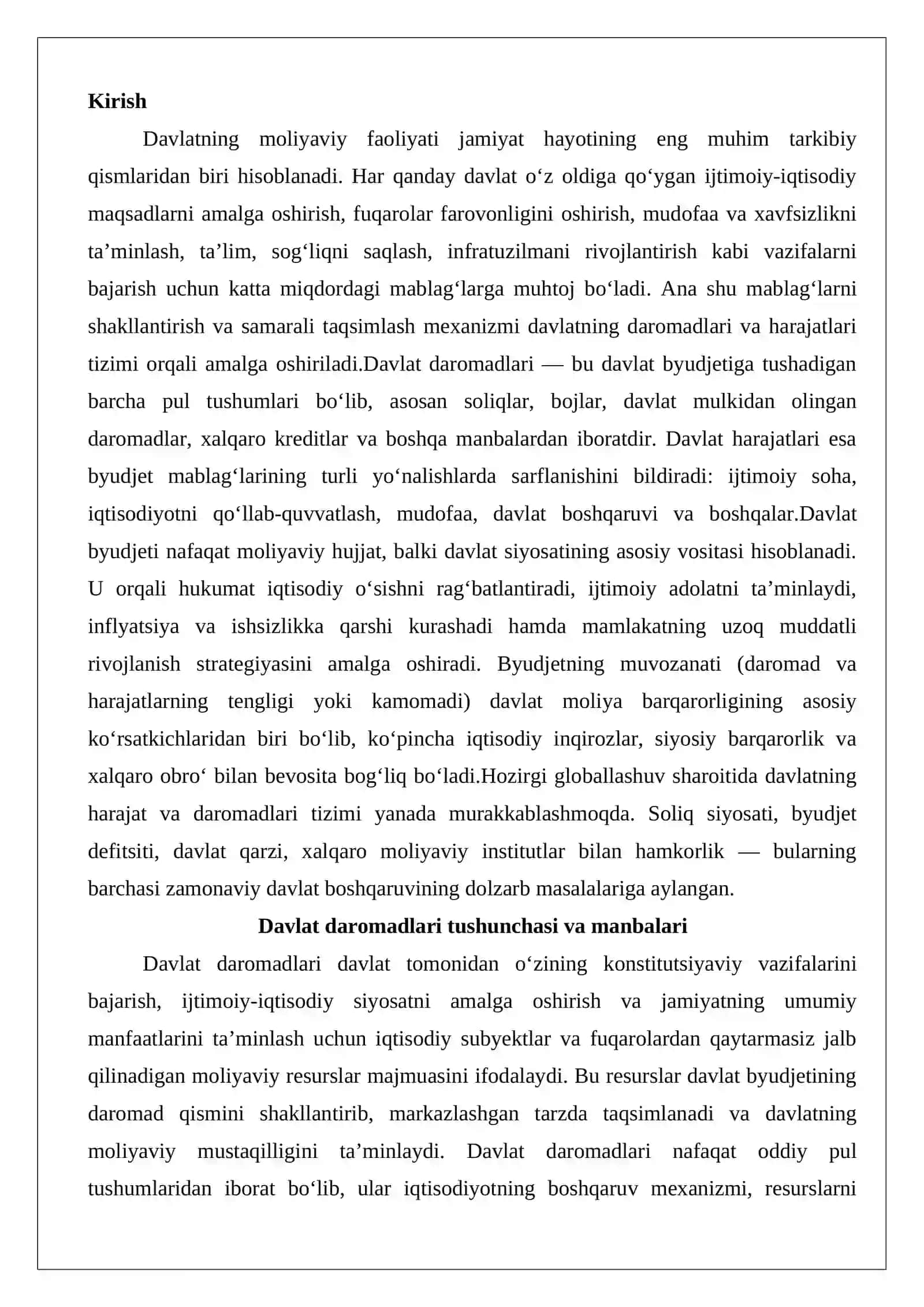 Davlatning harajat va daromadlari 2