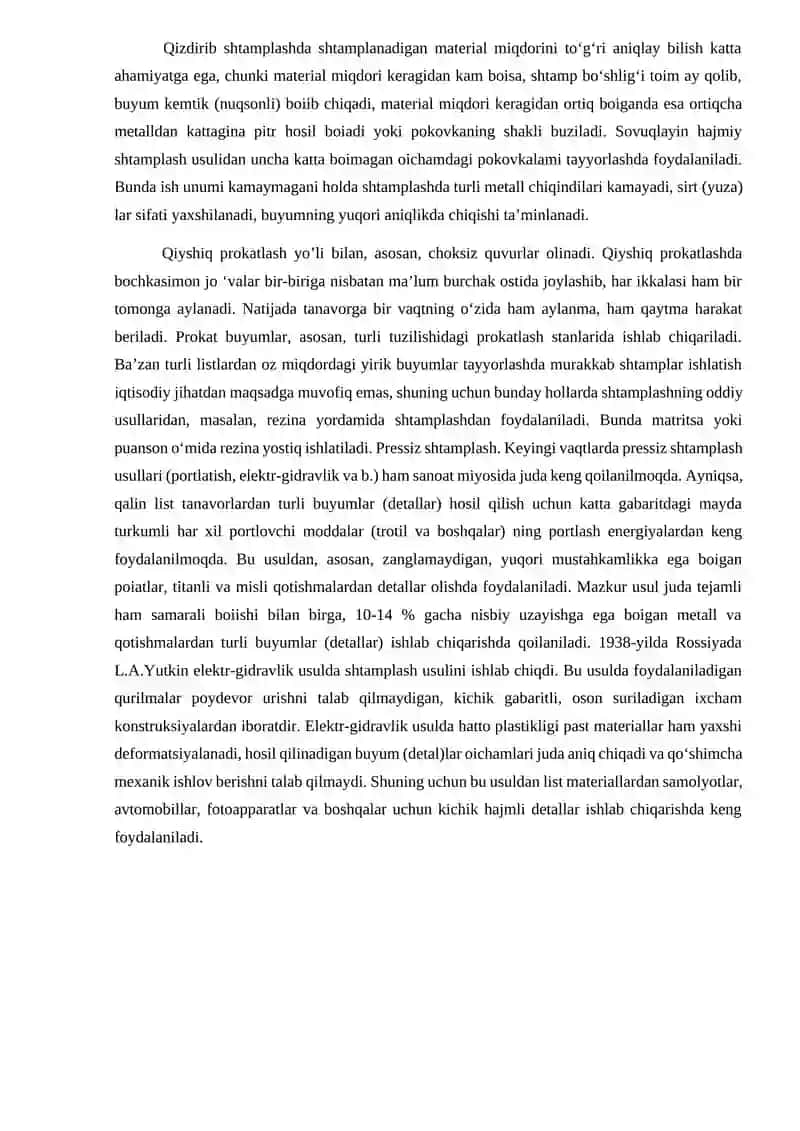 Shtamplangan tayyorlanma olish 2
