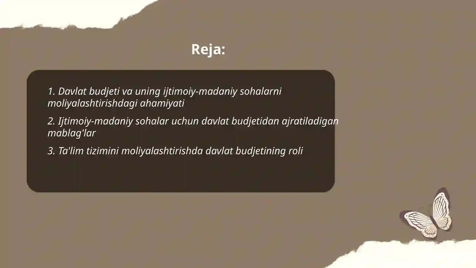 Ijtimoiy-madaniy sohalarni moliyalashtirishda davlat budjetining o‘rni va ahamiyati 2