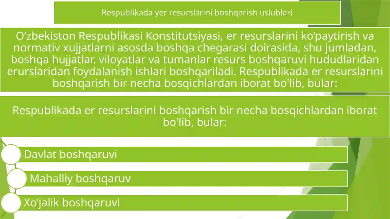 Davlat organlari tomonidan yer resurslarini boshqarish 2
