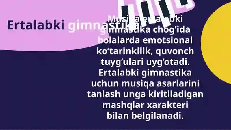 Ertalabki gimnastika uchun musiqa asarlarini tanlash 2