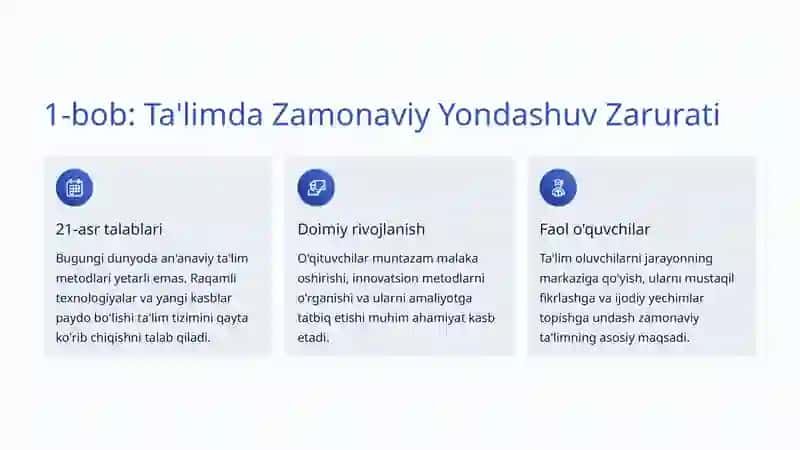 Zamonaviy Ta'lim Metodlari: Ta'limda Innovatsiyalar va Samaradorlik 2