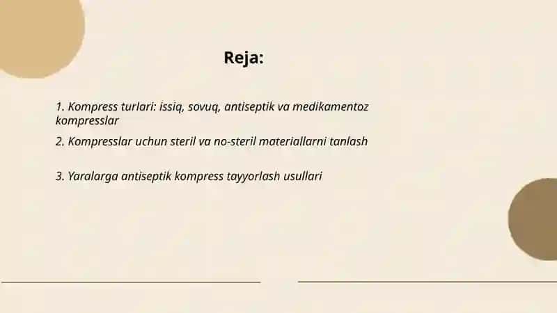 Shikastlangan bemorlarga kompreslarni tayyorlash va ishlatish usullari 2
