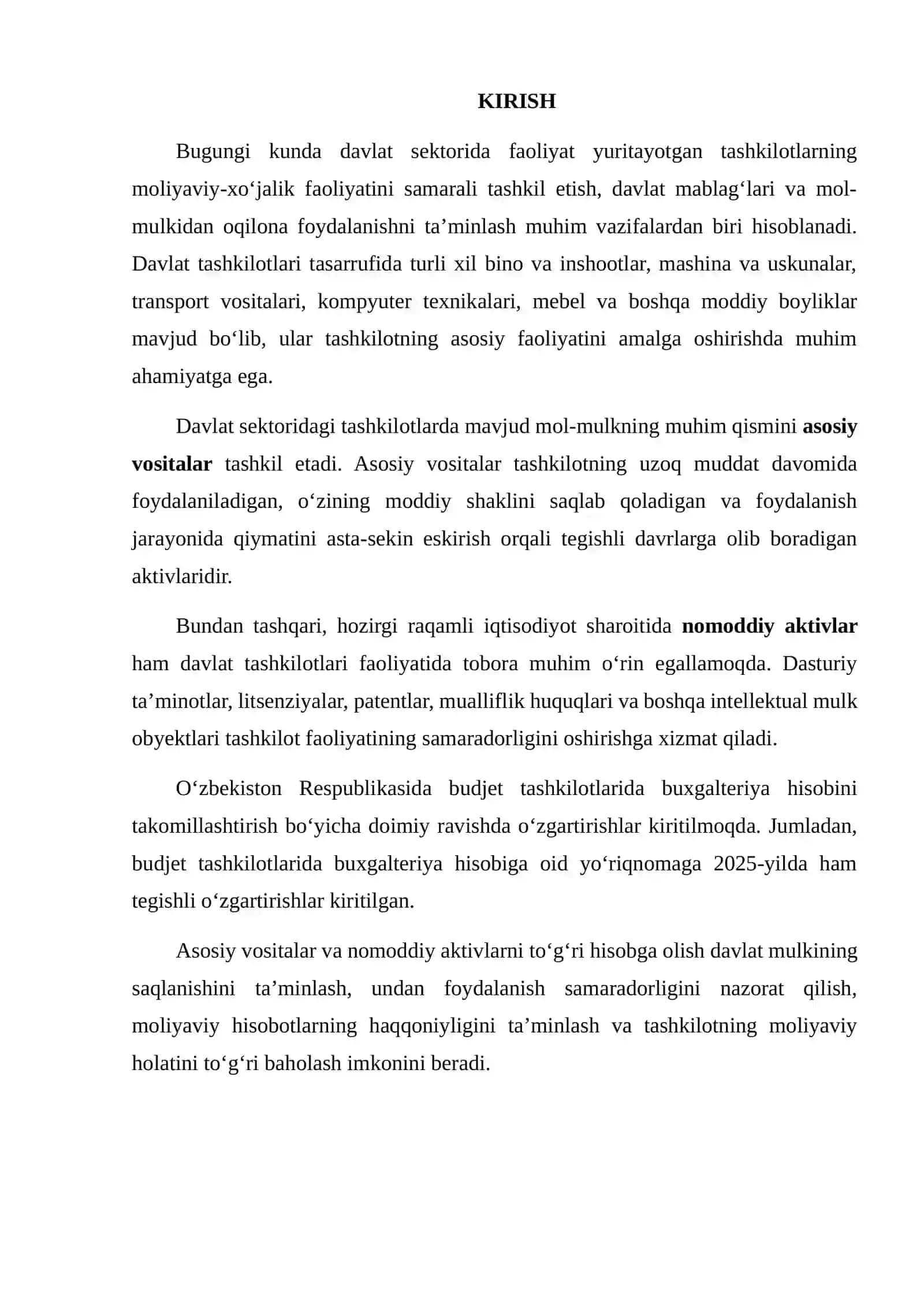 DAVLAT SEKTORIDAGI TASHKILOTLARDA ASOSIY VOSITALAR VA NOMODDIY AKTIVLAR HISOBI 2
