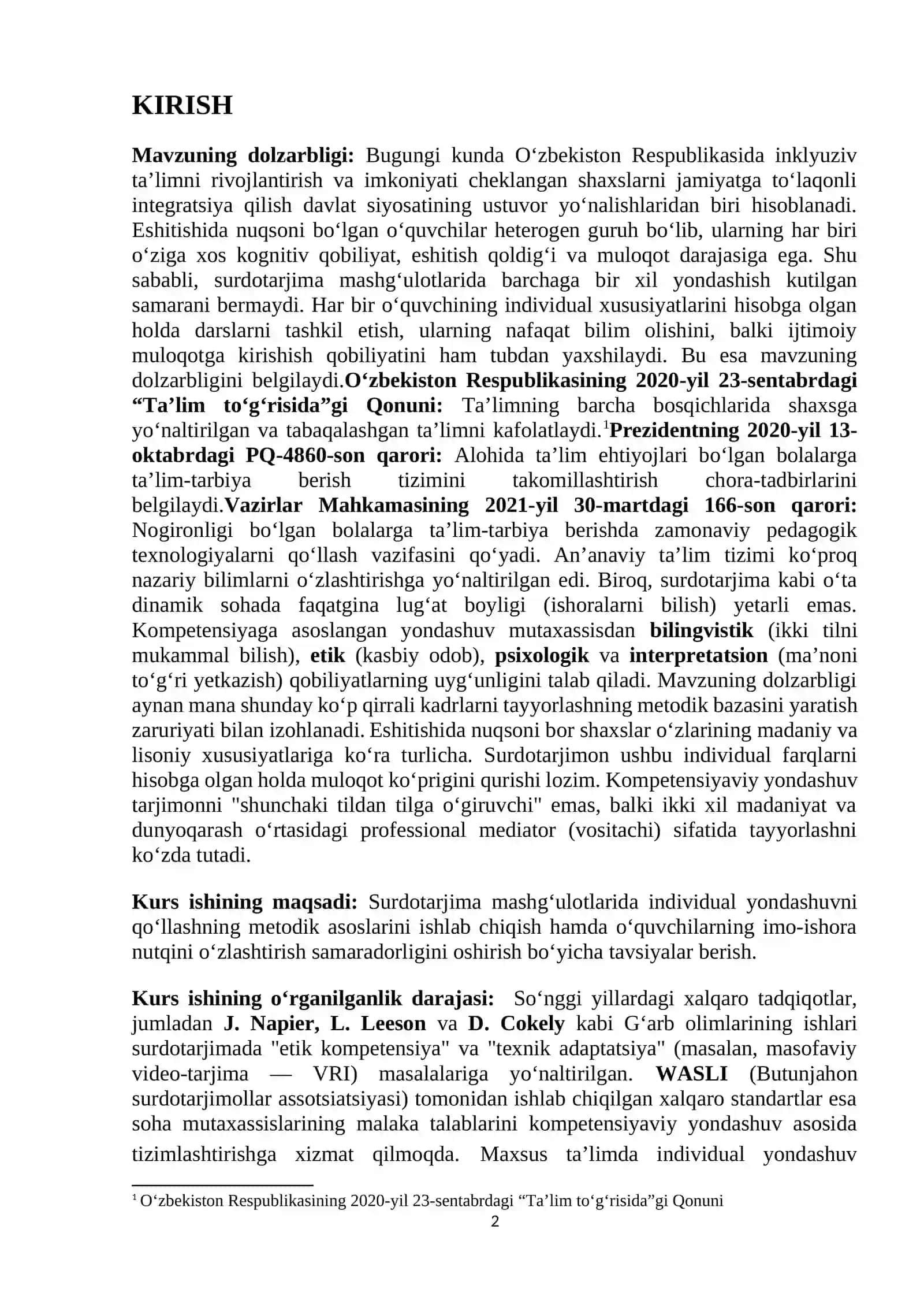 SURDOTARJIMONLIK FAOLIYATINING NAZARIY ASOSLARI VA DOLZARB MUAMMOLARI VA YECHIMLARI 2
