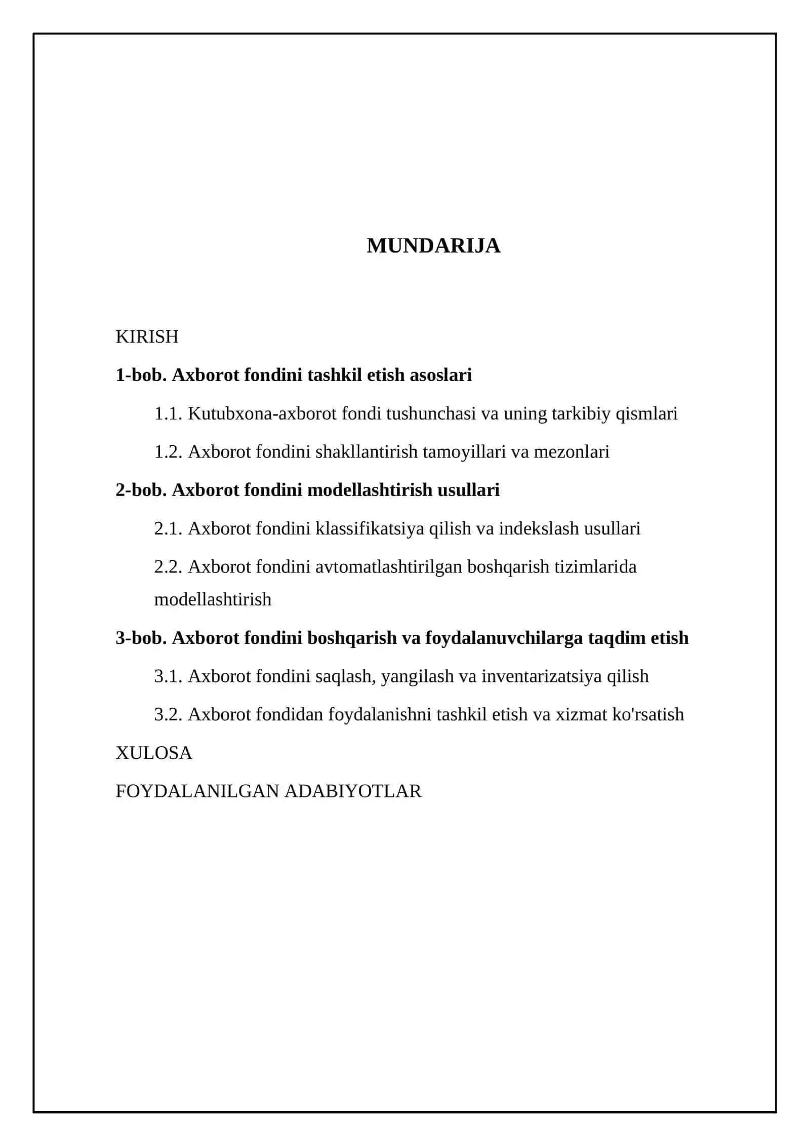 Kutubxona-axborot fondini modellashtirish 2