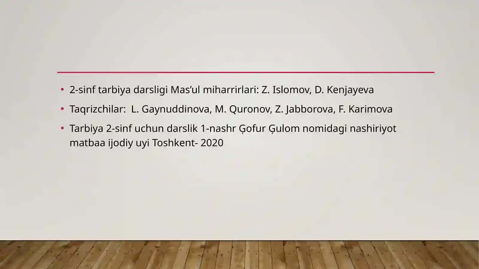 2-sinf tarbiya darsligiNi òrganish 2