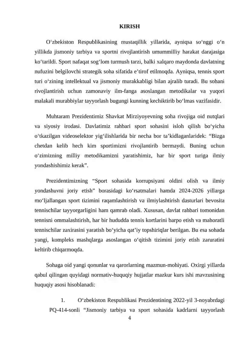 Tennischilarni texnik tayyorgarligini rivojlantirishda kompleks mashiqlardan foydalanish uslubiyati 2
