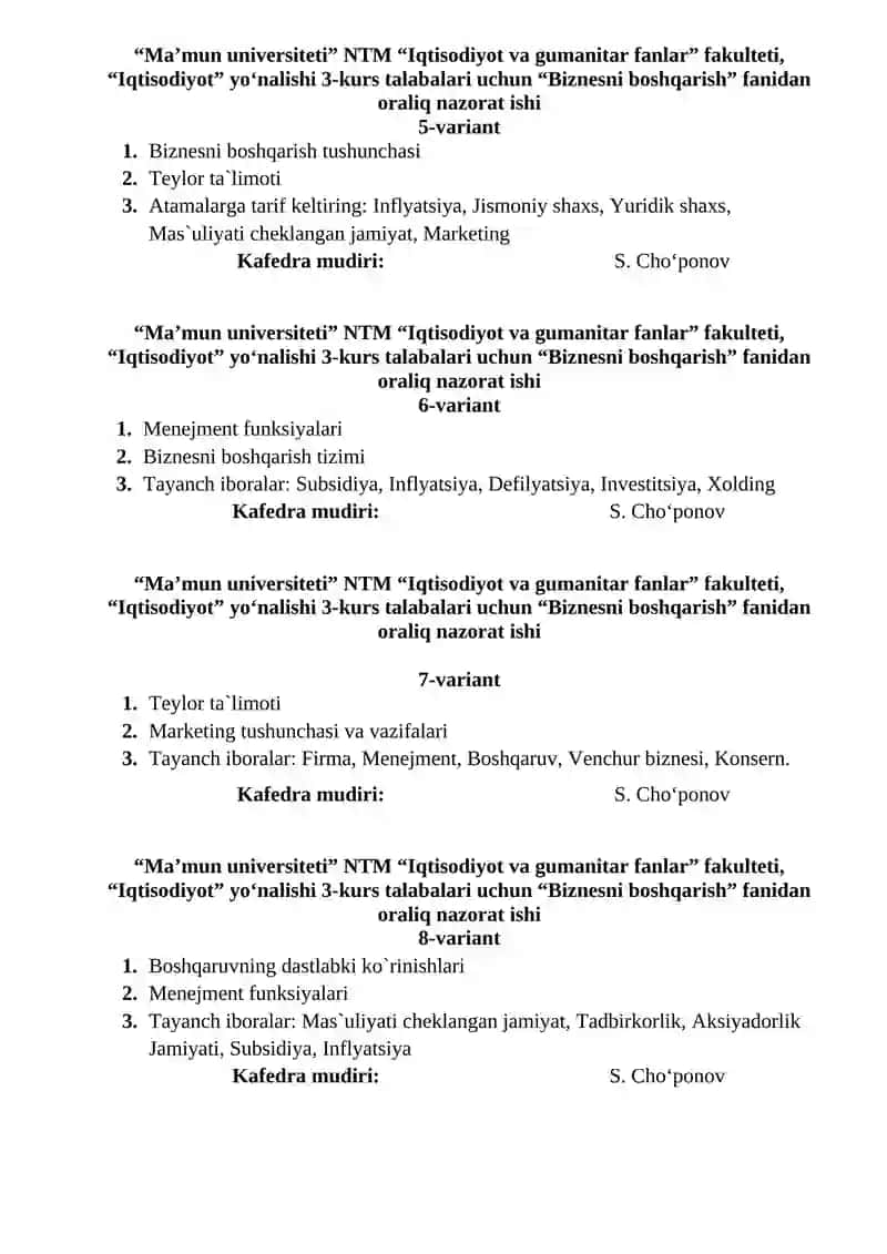 Biznesni boshqarish 2