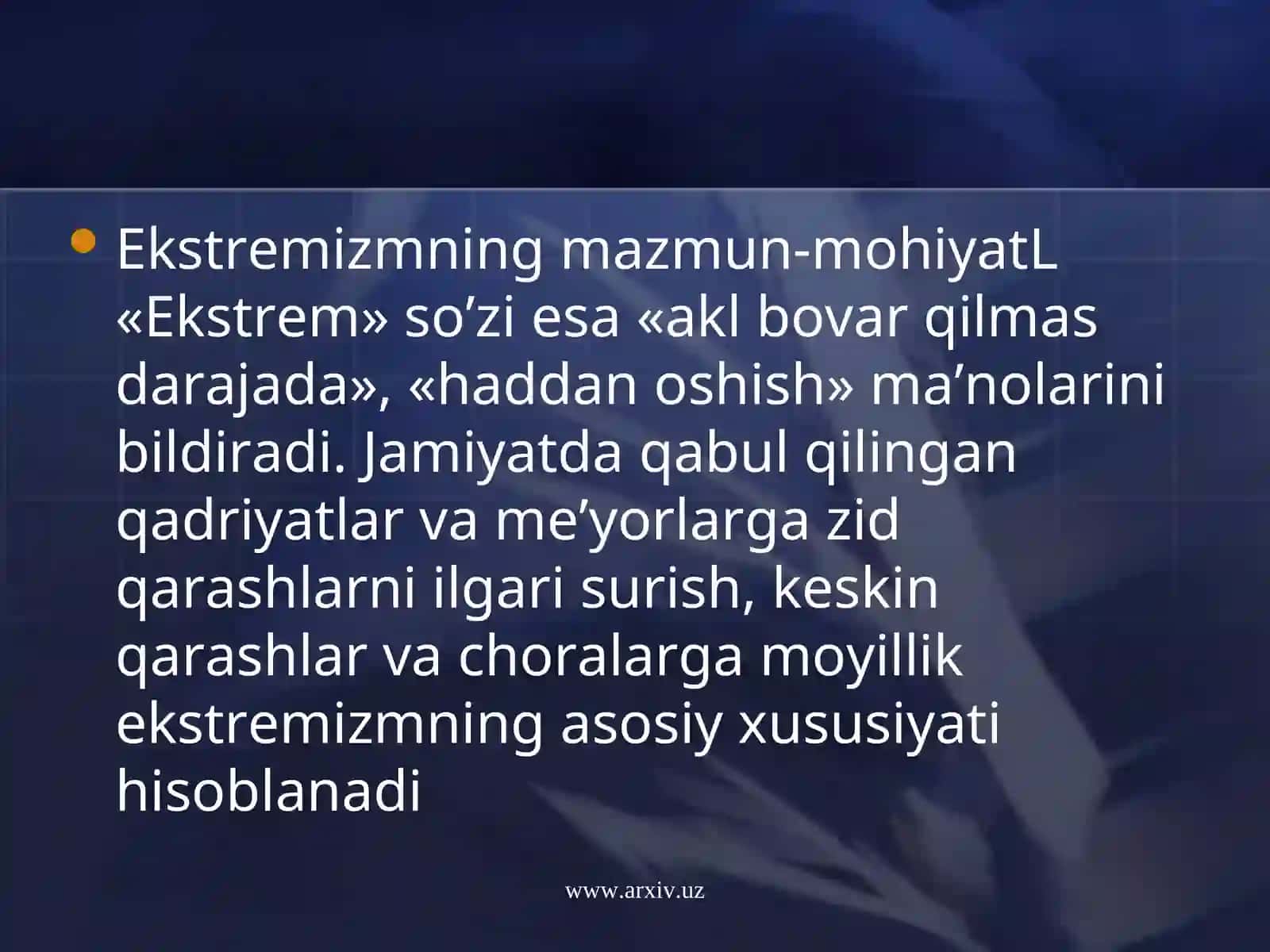 Diniy ekstremizm va terrorizmning mintaqada paydo bo’lishi 2