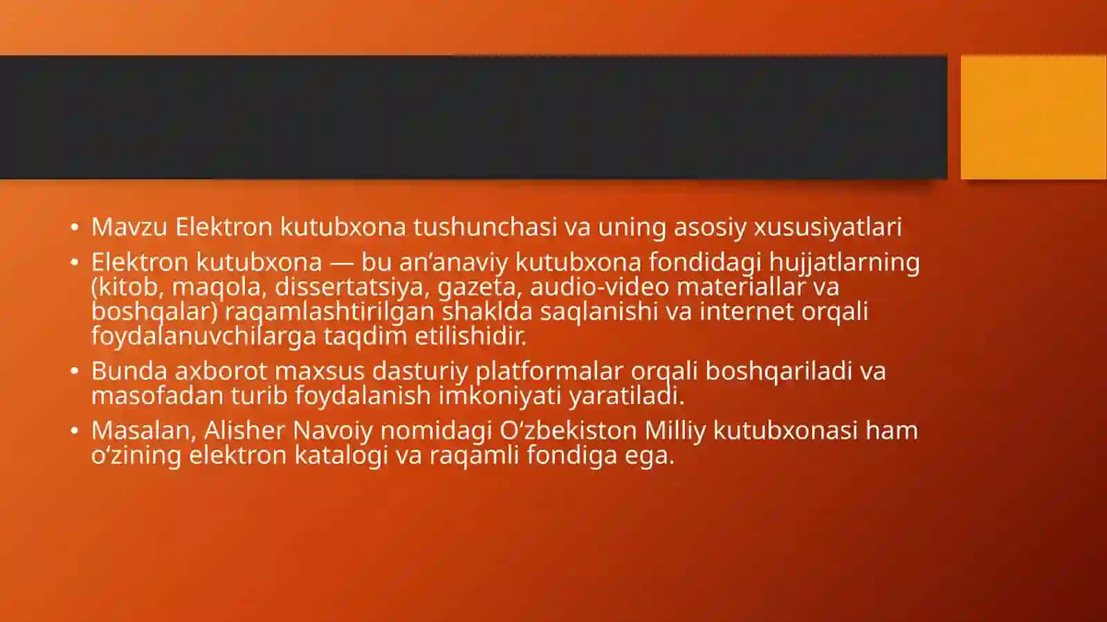 Elektron kutubxona tushunchasi va uning asosiy xususiyatlari 2