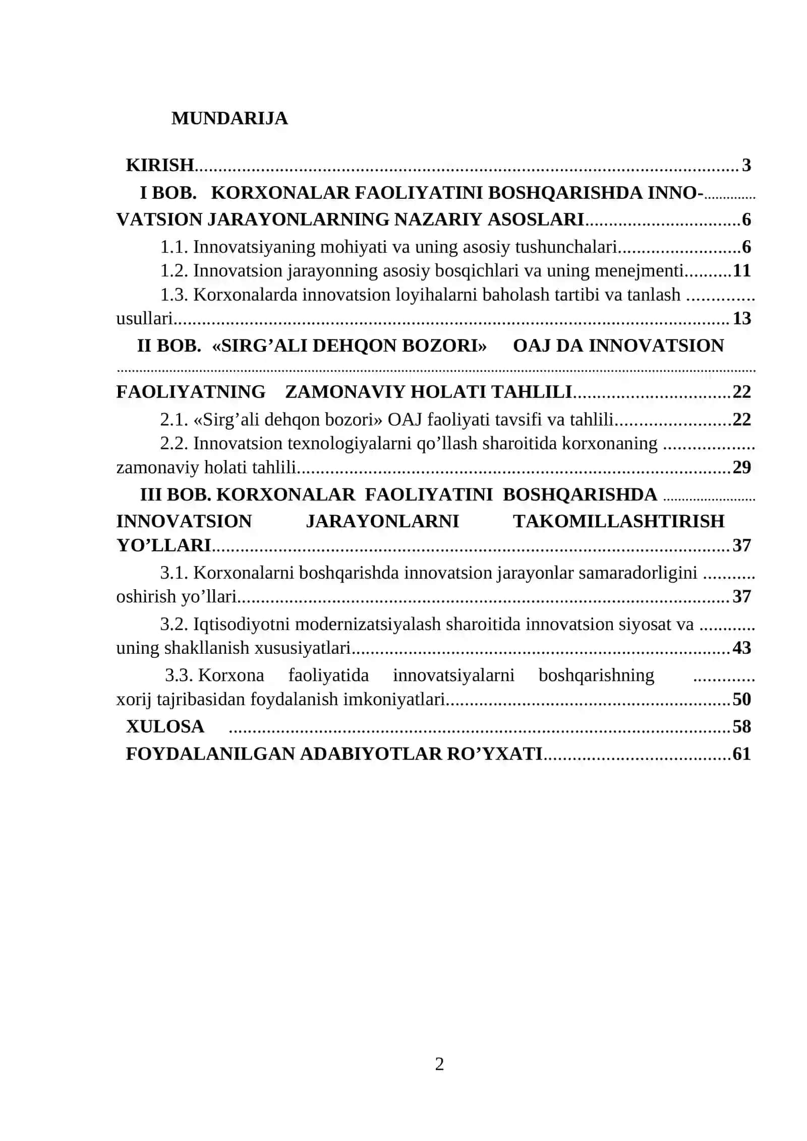 Korhonalar faoliyatini boshqarishda innovatsion jarayonlarning o'rni 2