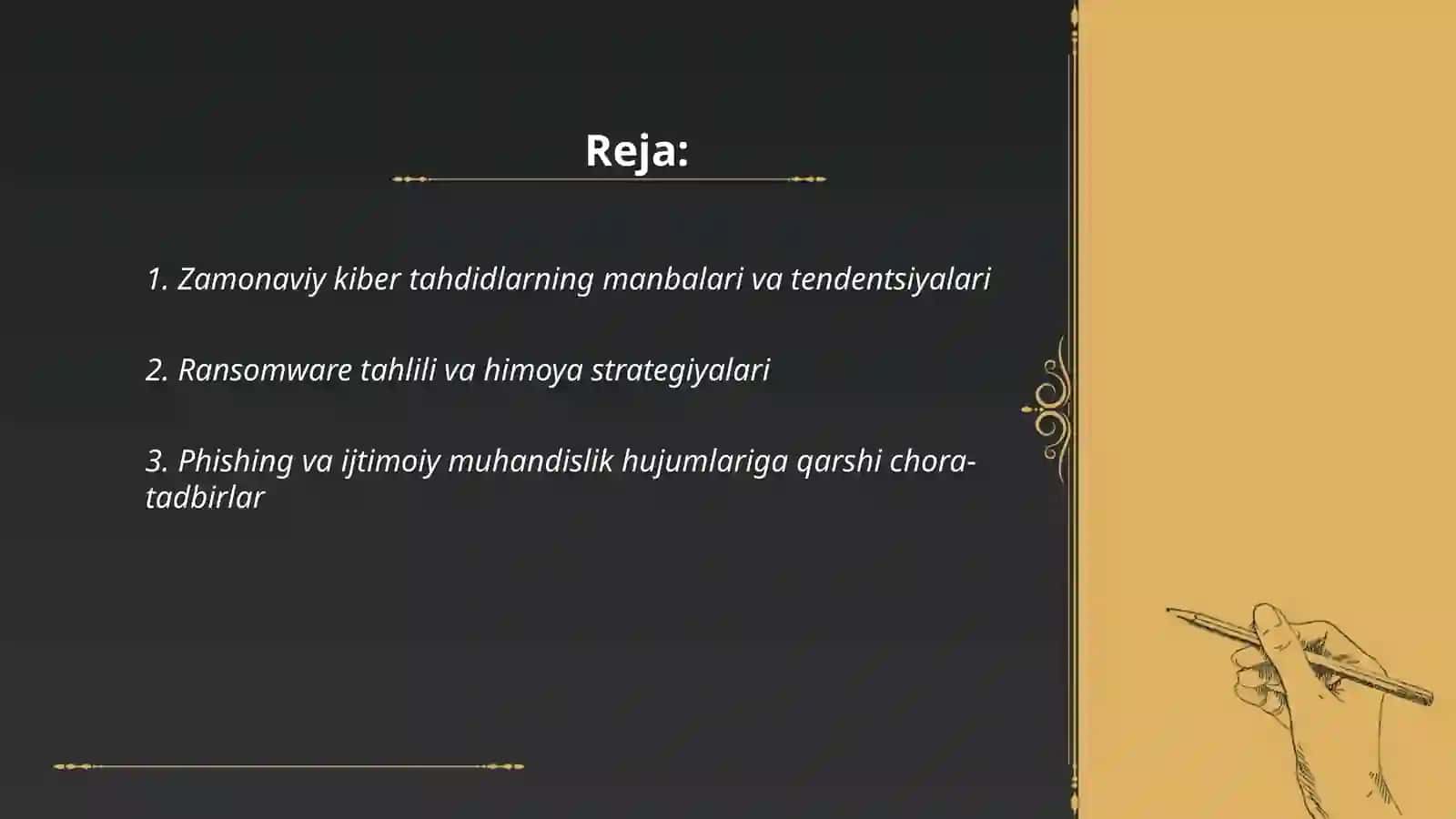 Kibr xavfsizlik va zamonaviy tahdidlar: tahlil va himoya usullari 2
