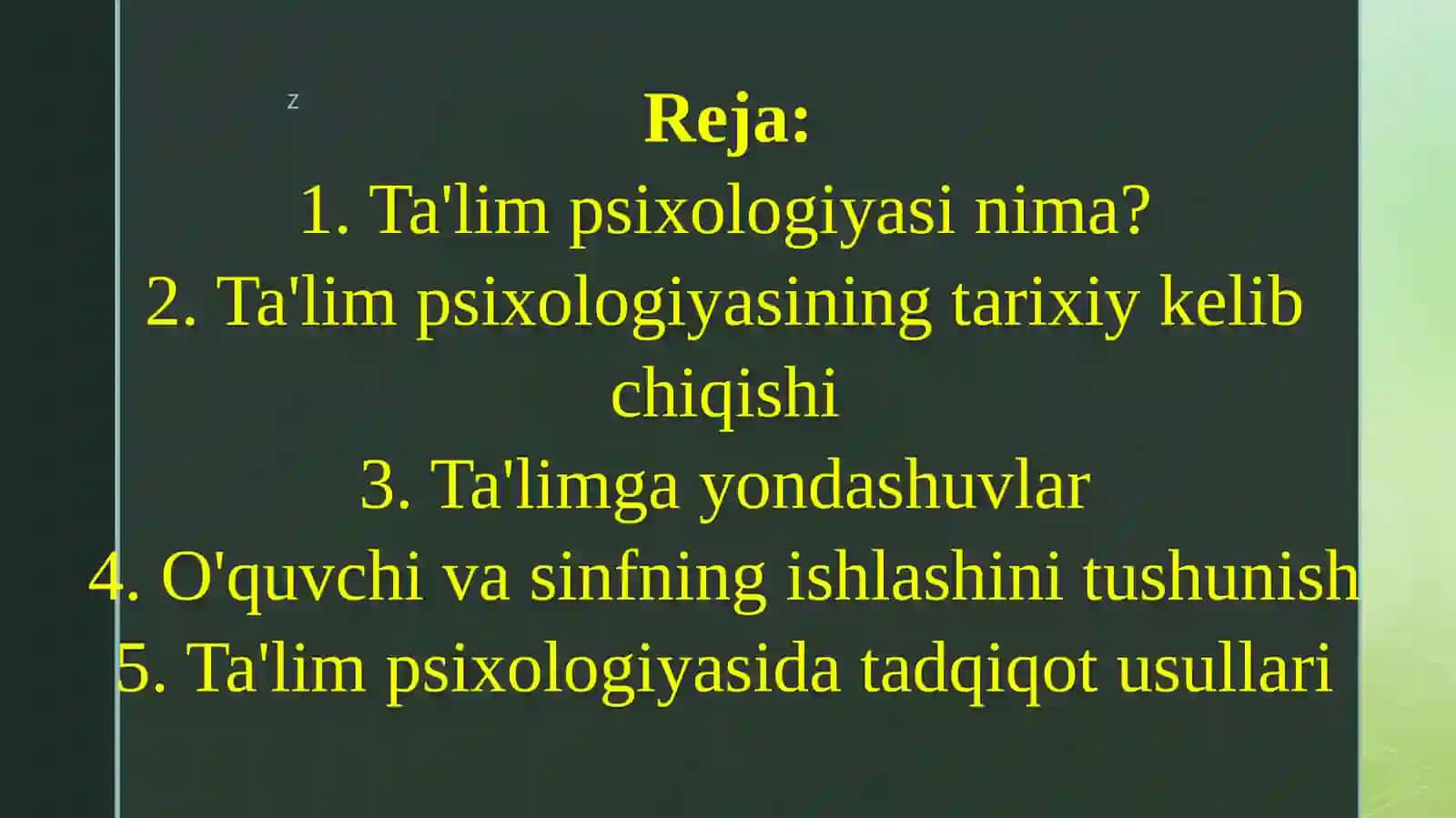 Ta'limpsixologiyasi: tarix va umumiy nuqtai nazar 2