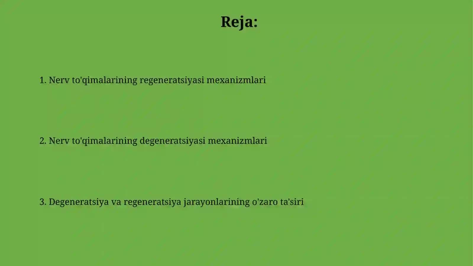 Nerv to'qimasining degenerizatsiyasi va regenerizatsiyasi mexanizmlari 2