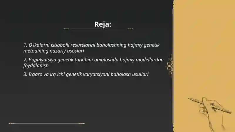 O’lkalarni istiqbolli resurslarini baholashning hajmiy genetik metodi 2