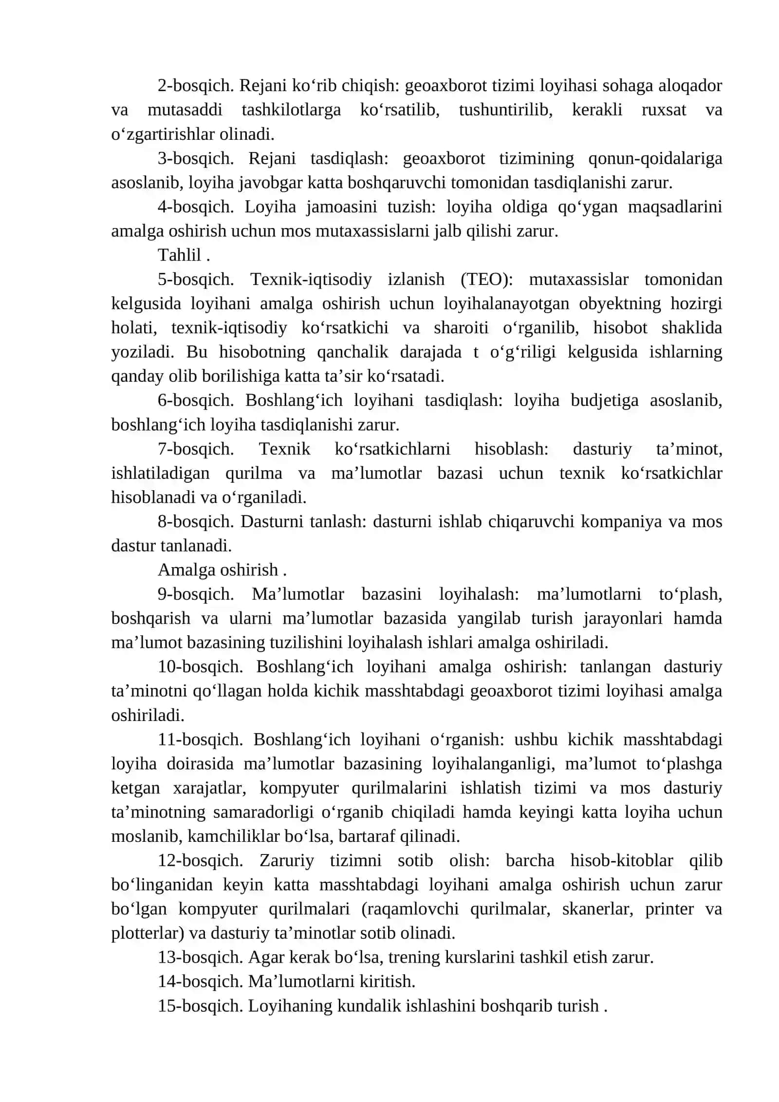 6-ma’ruza: Geografik axborot tizimida axborotlarni tashkillashtirish va qayta ishlash 2