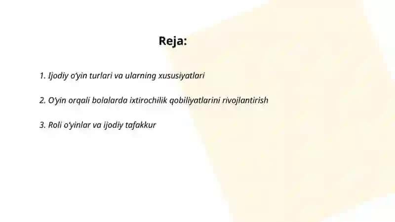 Ijodiy o'yinlar va ularning ahamiyati 2