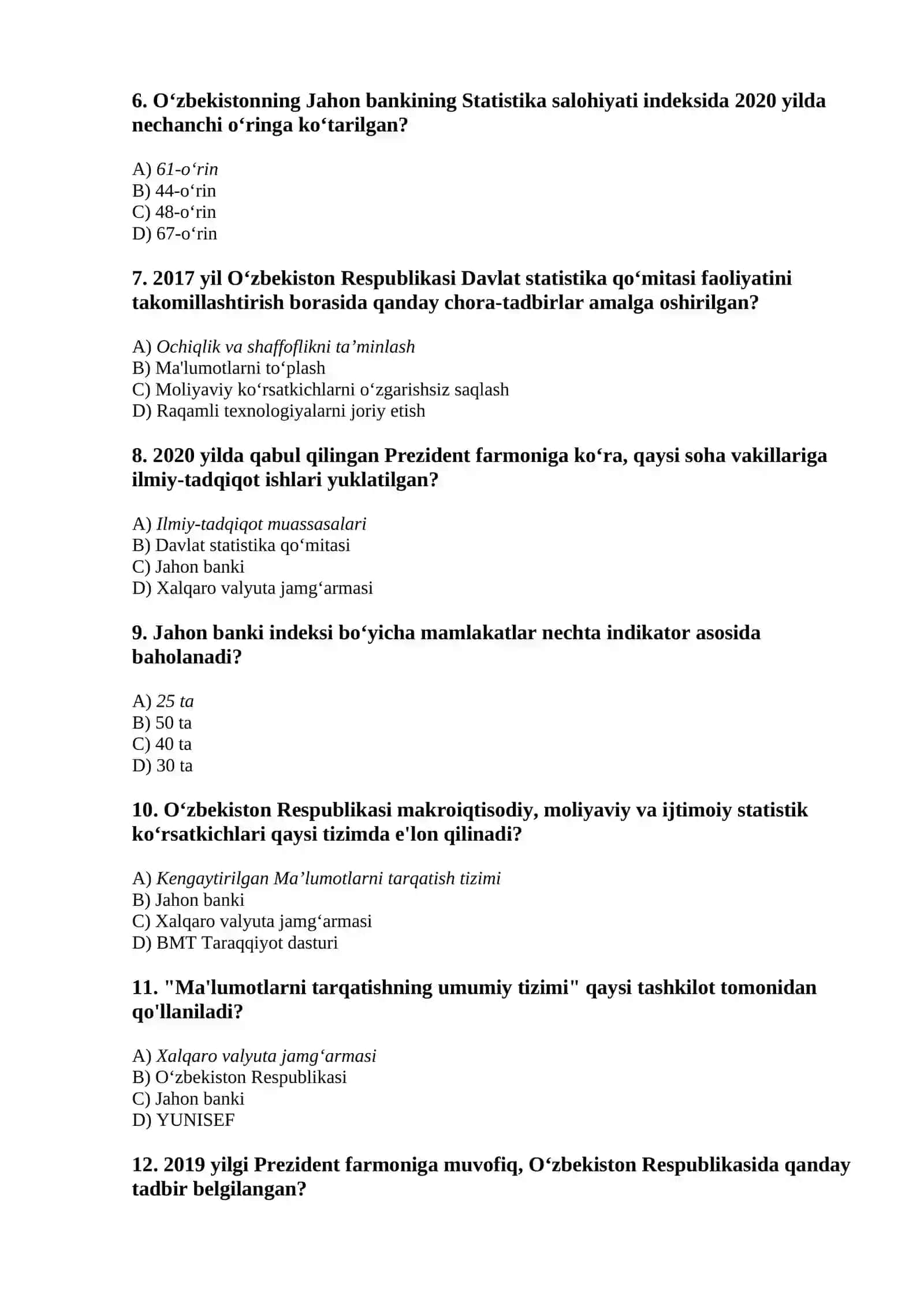 O‘zbekistonning xalqaro reyting va indekslardagi o‘rni 2
