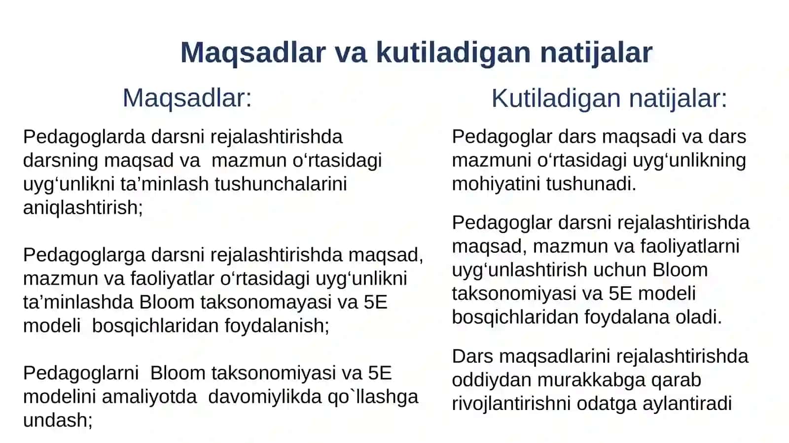 Dars Rejalashtirishda Bloom Taksonomiyasi 2