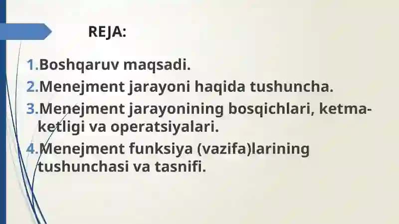 BOSHQARUV MAQSADI,FUNKSIYALARIVA TASHKILIY STRUKTURALARI 2