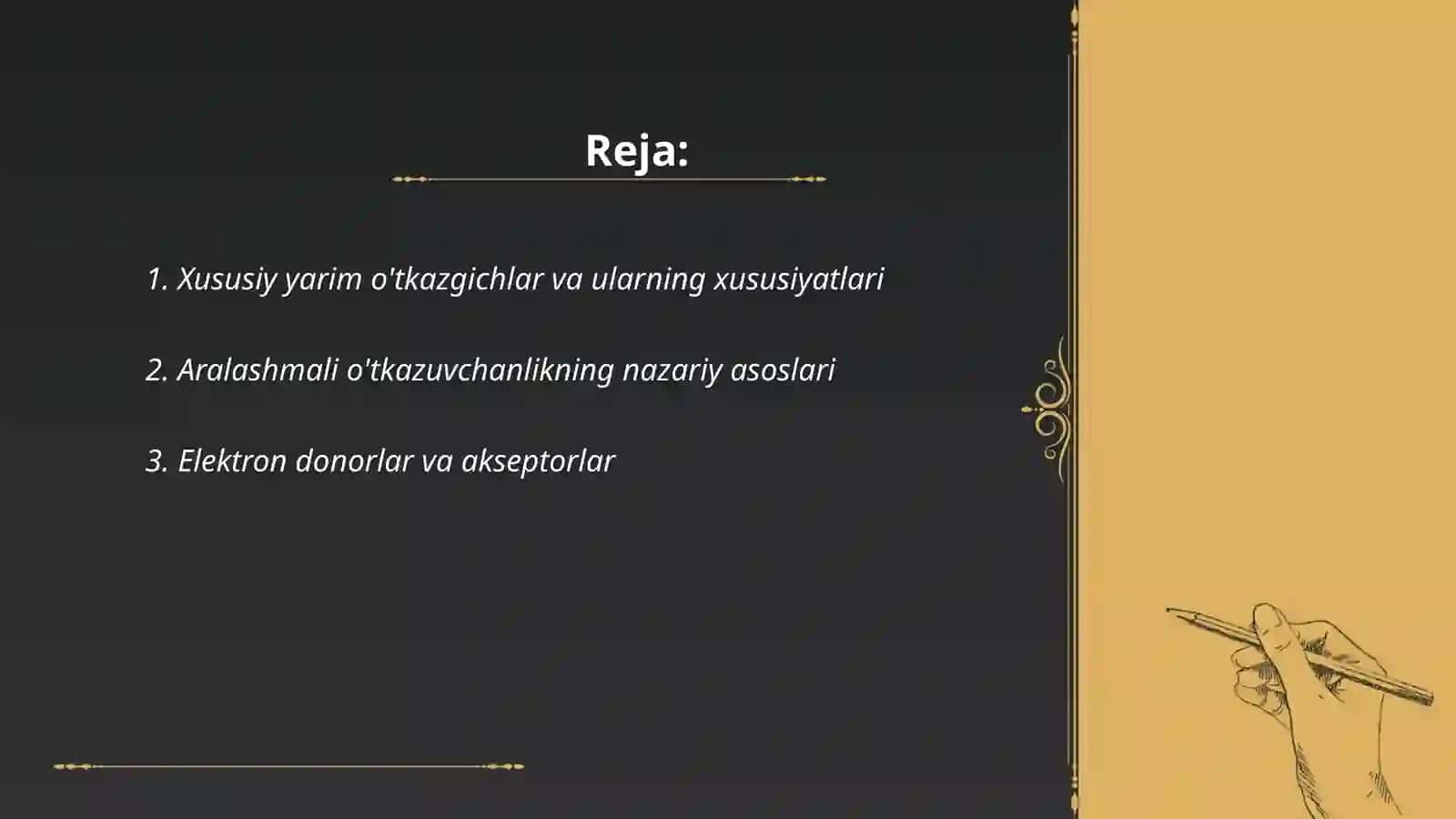 Xususiy yarim o'tkazgichlar va ularning xususiyatlari 2