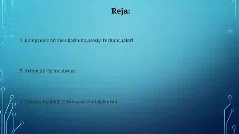 Kompyuterning arifmetik asoslari 2