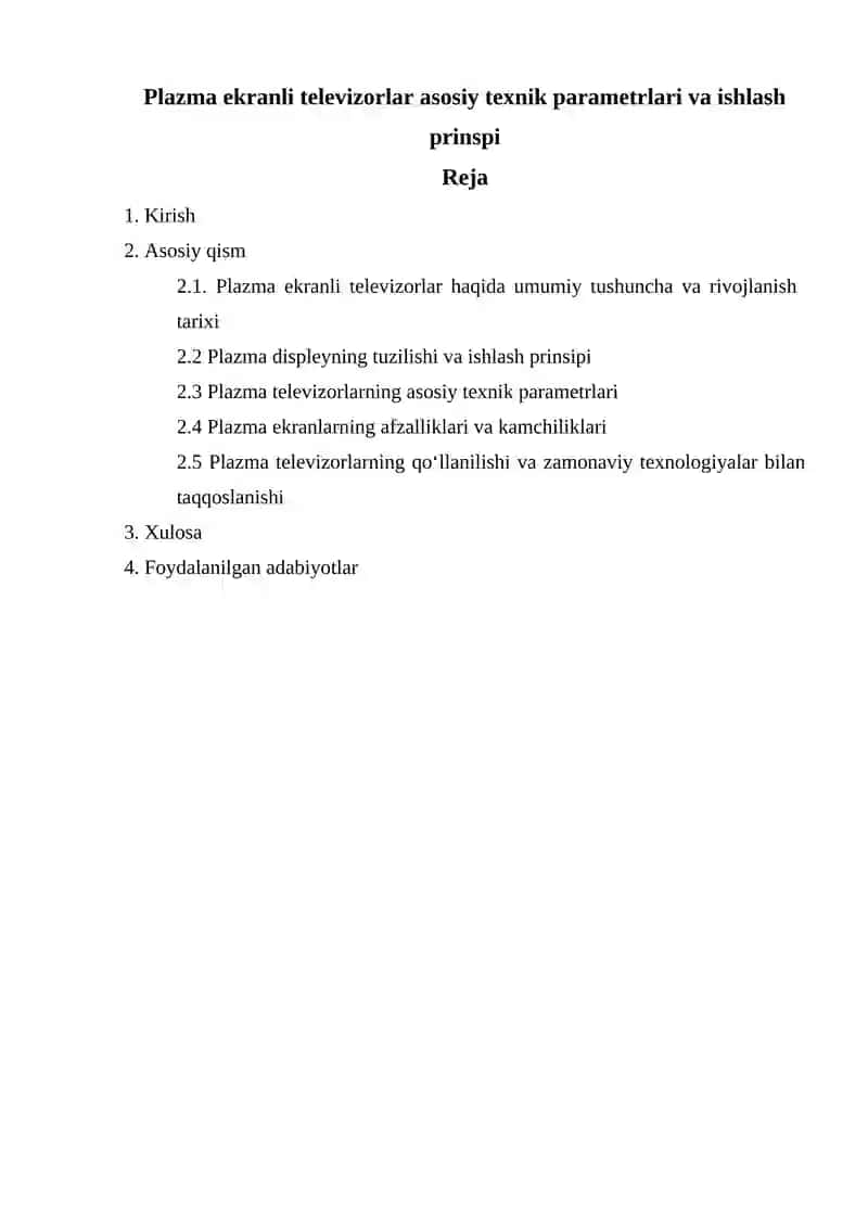 Plazma ekranli televizorlar asosiy texnik parametrlari va ishlash prinspi 2