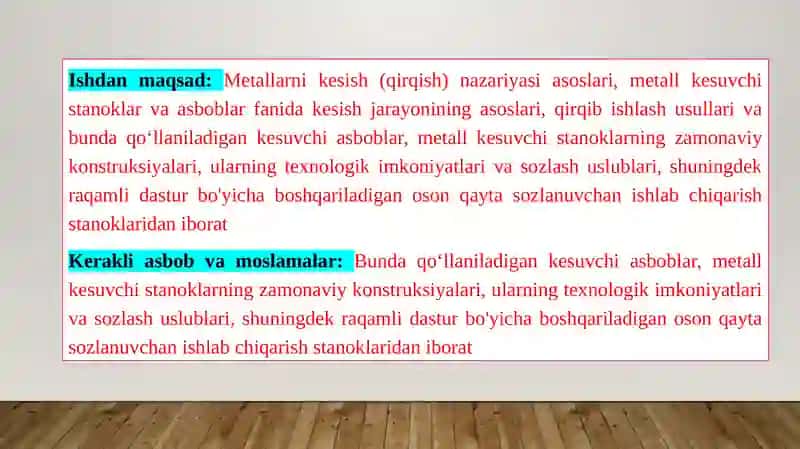 Metallarni kesish texnologiyasi 2