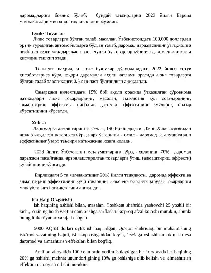 Daromad va almashtirish samarasi 2