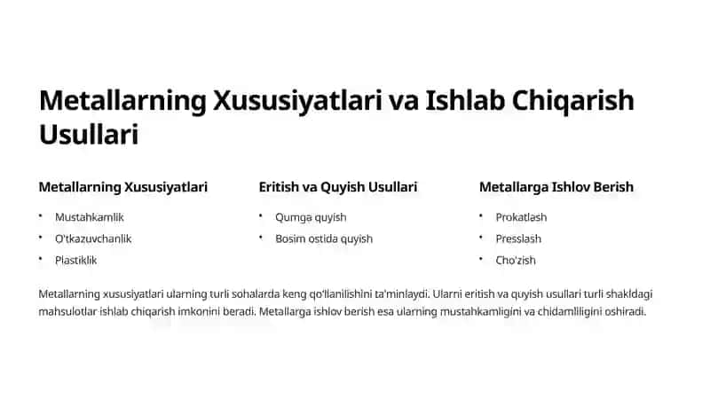 Materialshunoslik va Ishlab Chiqarishga Kirish 2