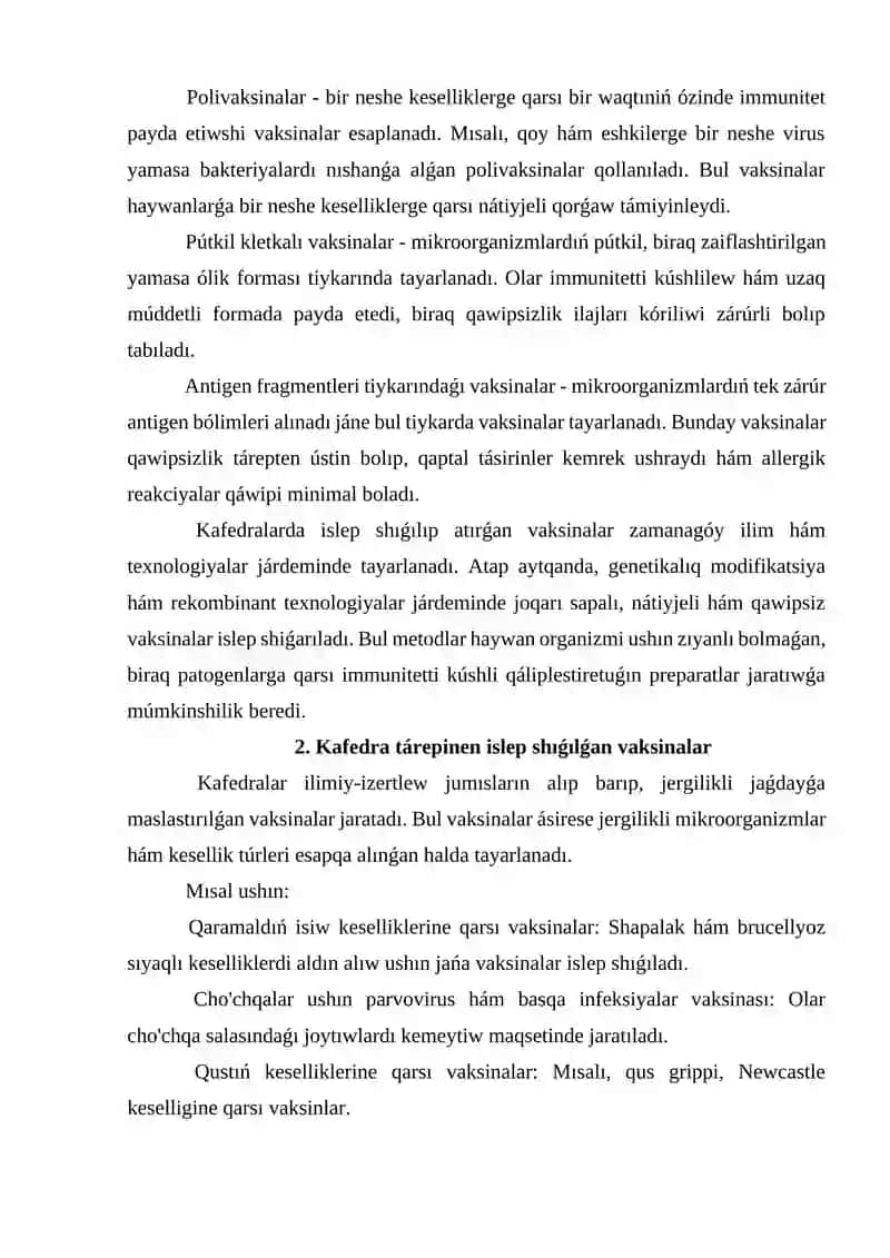 Biologiyalıq preparatlar hám vaksinalar 2
